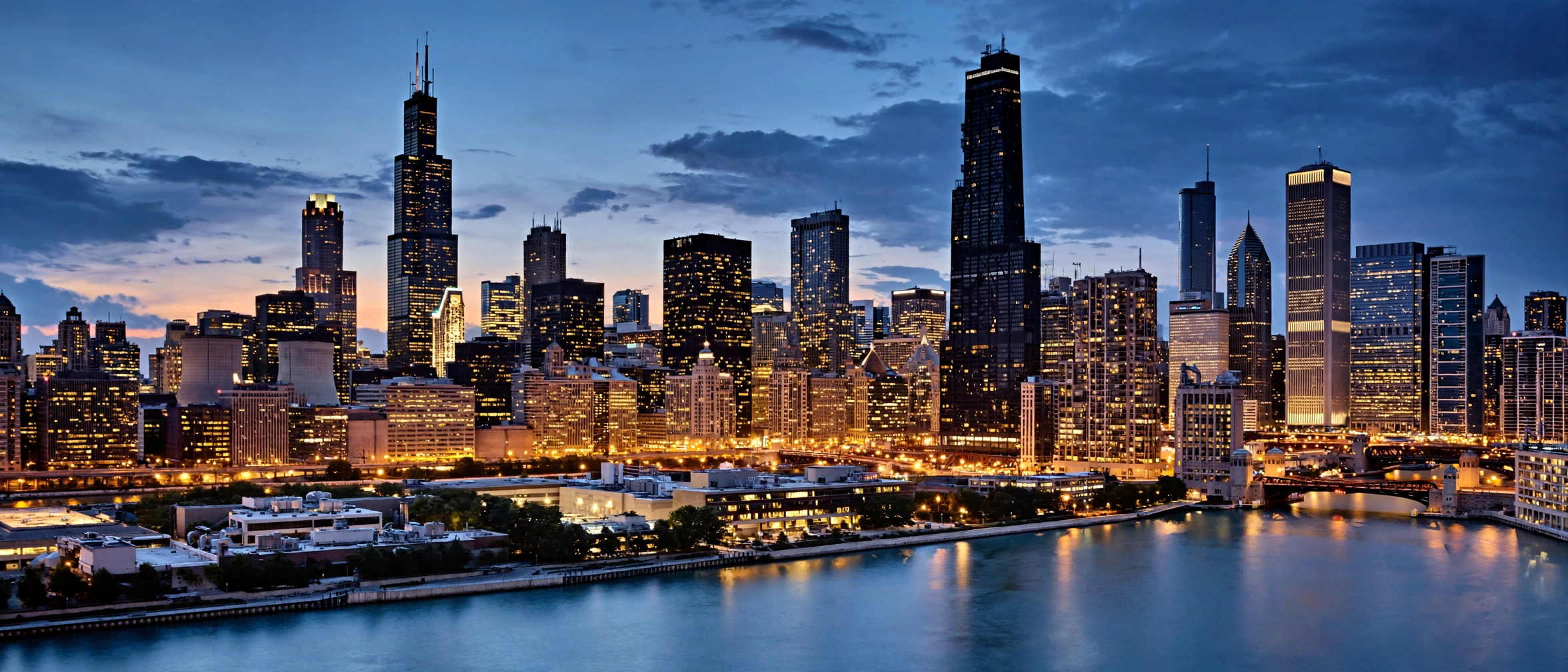 Chicago skyline with many buildings