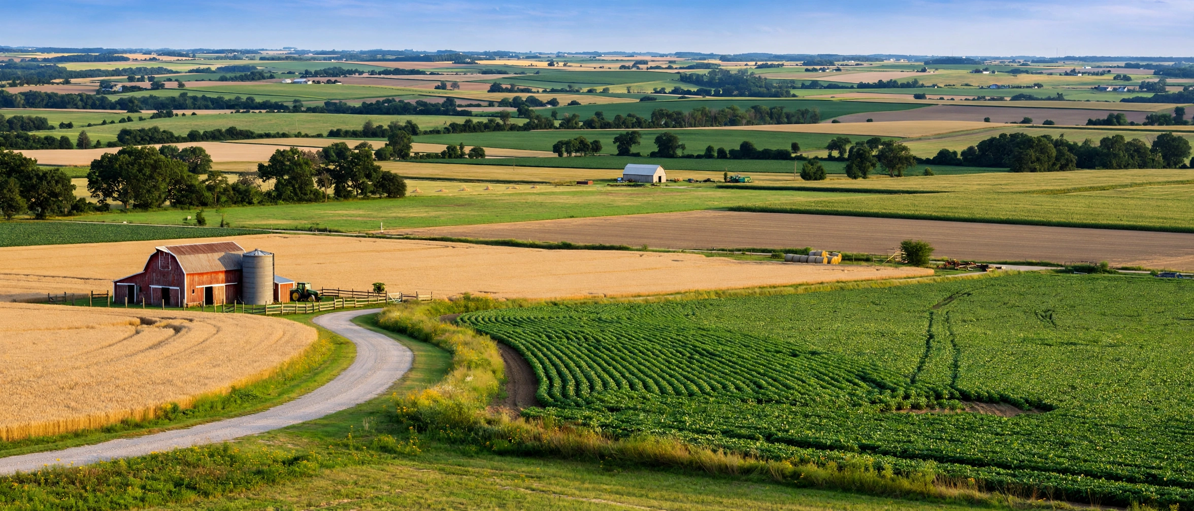 Farms and open countryside fields